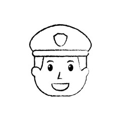 policeman face happy authority character vector illustration