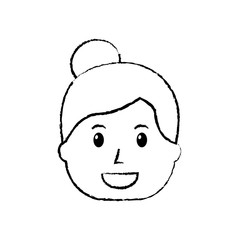 Obraz na płótnie Canvas smiling woman character bun hair style vector illustration
