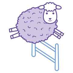 cute sheep jumping fence character icon