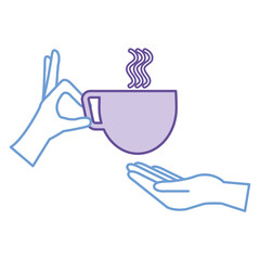 hand with coffee cup isolated icon