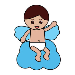 love cupid sitting in cloud cartoon vector illustration