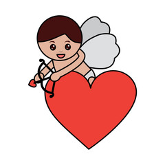 love cupid heart shooting arrow with bow vector illustration