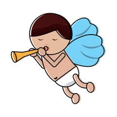love cupid with trumpet music romance vector illustration