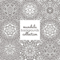 Set of vector seamless patterns in mandala style