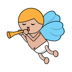 love cupid with trumpet music romance vector illustration