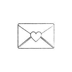 envelope message greeting heart love romantic vector illustration