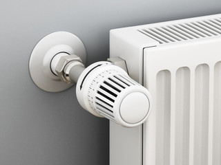 Adjustable radiator thermostat. 3D illustration - obrazy, fototapety, plakaty