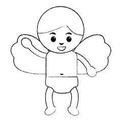 cute cupid flying hand waving cartoon vector illustration