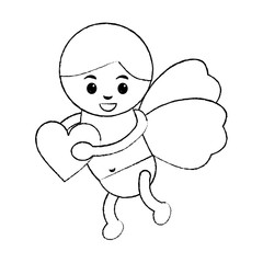 cupid holding heart love romantic image vector illustration