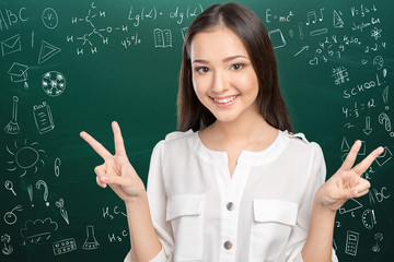 Portrait of a cute young student girl