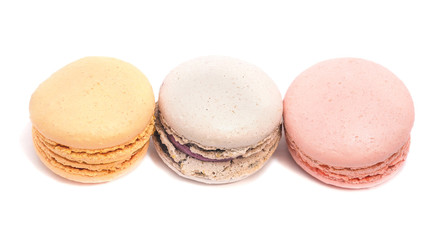 Appetizing cakes macaroons, isolate, close up