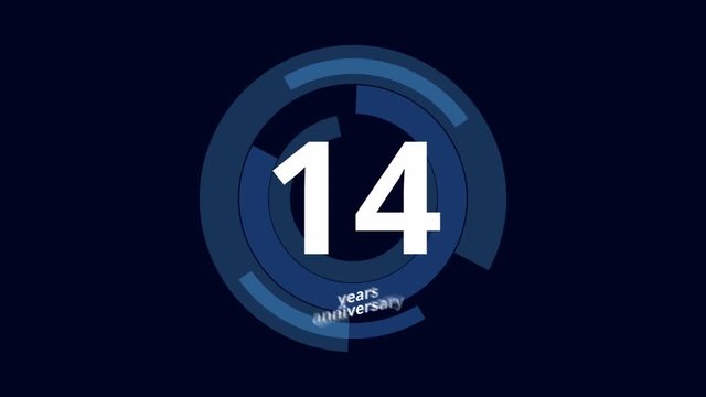 14 Year anniversary Digital Tech Circle Blue Background 