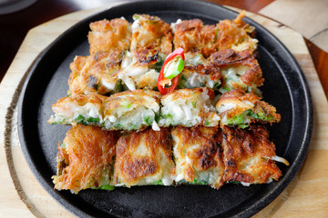 Korea style Pancake, fried food in restaurant