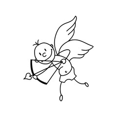 Cute cupid in cartoon style icon