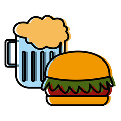 Hamburger and beer symbol