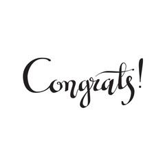 Congrats hand written lettering for congratulations card, greeting card, invitation, poster and print. Modern brush calligraphy. Isolated on background.