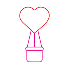 Obraz premium air balloon shape heart love with basket vector illustration