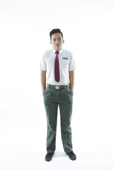 Malaysian secondary school boy  isolated on white background
