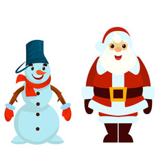 santa and snowman