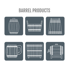 Barrel products. Vector illustration. Flat objects isolated