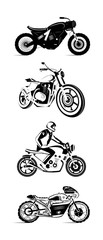 Moto bike icon set. Cafe racer. 