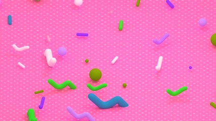 3d colorful toys on the floor stop motion. (Looped) - Powered by Adobe