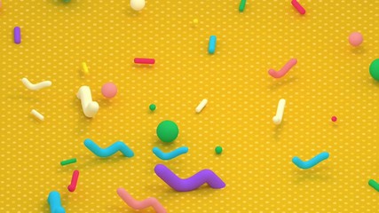 3d colorful toys on the floor stop motion. (Looped) - Powered by Adobe