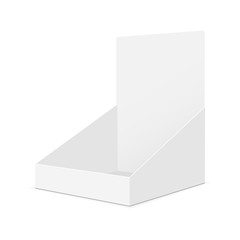 Cardboard display box mockup - half-side view. Vector illustration