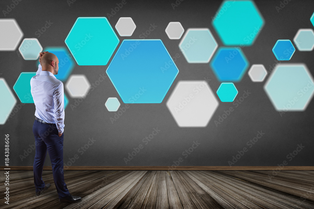 Poster security shield symbol over a network connection of different devices - technology concept 3d render