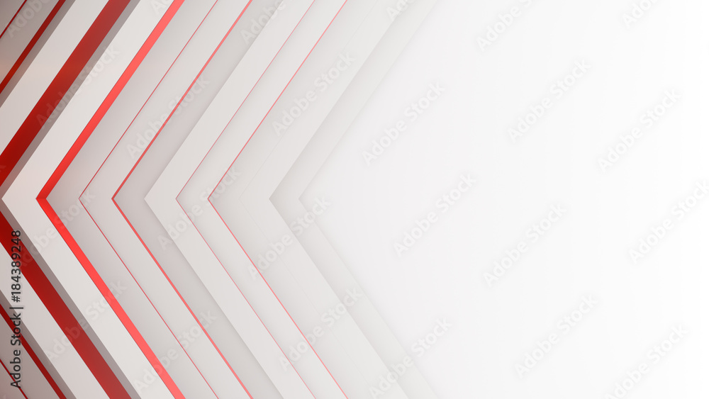 Poster white and red lines 3d render abstract background