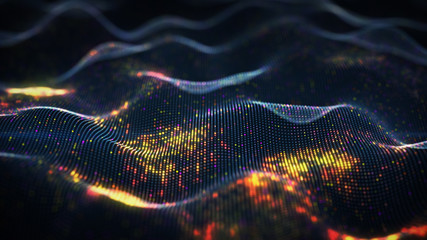 Abstract glowing virtual neural network - obrazy, fototapety, plakaty