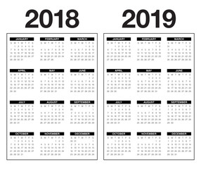 Year 2018 2019 calendar vector