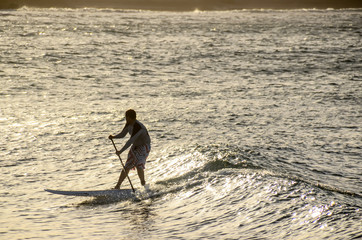 Silhouette Surfer at Sunset