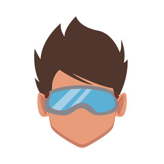 Man with winter googles face