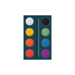 Oil painting palette. Isolated vector design on white background. Flat and cartoon style.