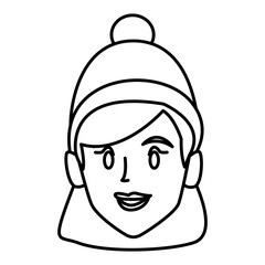 Young woman with winter hat cartoon