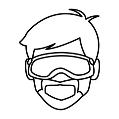 Man with winter googles face