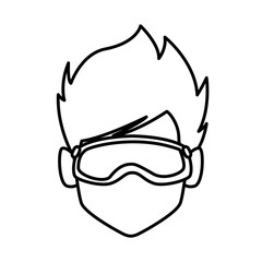 Man with winter googles face