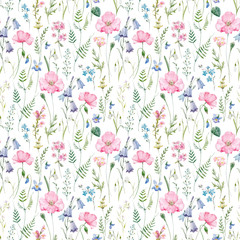 Fototapeta na wymiar Watercolor floral vector pattern