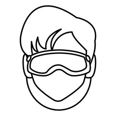 Woman with winter gooogles face