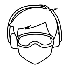 Man with winter googles face