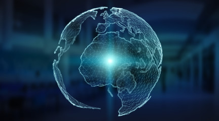 Connections system global world view 3D rendering