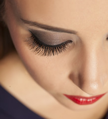 Closeup of eyelashes extension. False eyelashes © vladimirfloyd