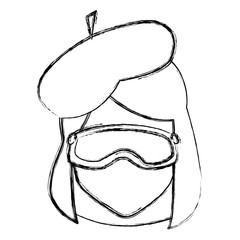 Woman with winter gooogles face