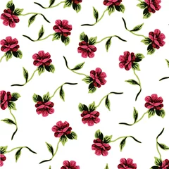 Tuinposter bloem natuur patroon bloemen roze abstract blad groen rozen rood liefde © SIDIKA