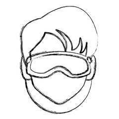 Woman with winter gooogles face