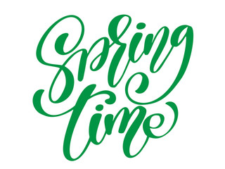 Spring Time. Hand drawn calligraphy and brush pen lettering. design for holiday greeting card and invitation of seasonal spring holiday. Fun brush ink typography for photo overlays, t-shirt print