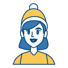 Young woman with winter hat cartoon