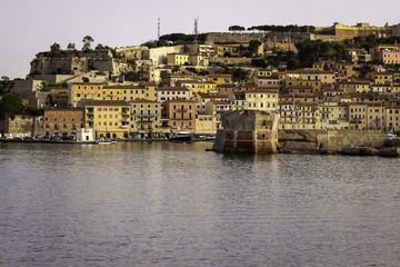 Fototapeta premium the historic capital of Portoferraio, the Mediterranean island of Elba, in the morning light