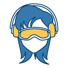 Woman with winter gooogles face